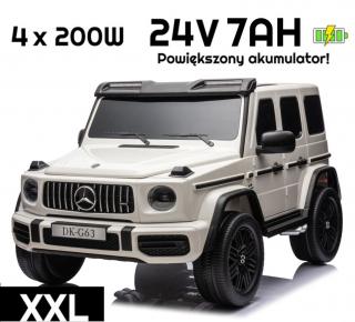 Auto na akumulator Mercedes Benz G63 AMG GIGANT XXL 4x200W 24V Biały + POWIĘKSZONY AKUMULATOR 24V 7Ah