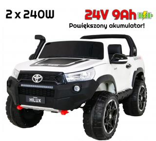 Auto na Akumulator Toyota Hilux 2x240W 24V Biała + POWIĘKSZONY AKUMULATOR