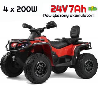 Duży Quad na akumulator Can Am Outlander 4x200W 24V ATV Czerwony