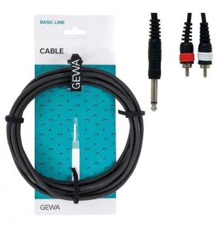 Kabel GEWA 2xCinch - 1xJack 6,3mm M. 1,5m czarny