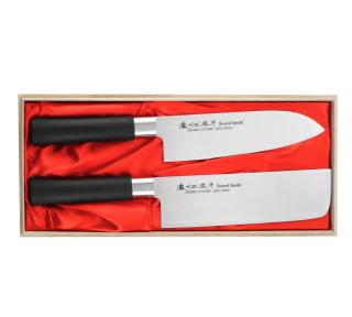 Satake Saku Zestaw w Drewnianym Pudełku Nóż Santoku + Nakiri