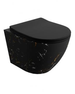 Miska WC Lavita Sofi Slim Fire (czarny marmur) + deska