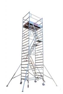 Rusztowanie aluminiowe Faraone Top System ze schodami (1,35x1,80m) wys. rob. 10,40m