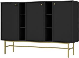 meble TOKYO 823 szeroka komoda do salonu na nóżkach czarny grafit N3