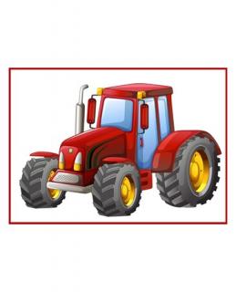 Opłatek waflowy czerwony traktor prostokąt 20 cm