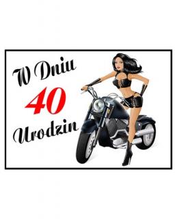 Opłatek waflowy Kobieta na motorze 40 ur prostokąt