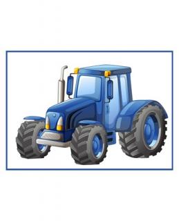 Opłatek waflowy niebieski traktor prostokąt 20 x28