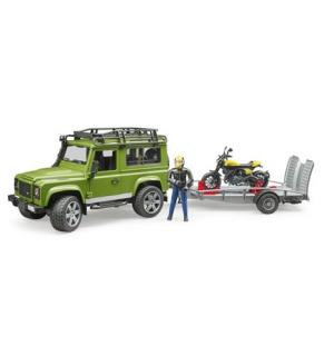 Land Rover Defender z motocyklem i figurką