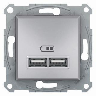 ASFORA Gniazdo ładowarki  USB 2.1A bez ramki, aluminiummini