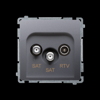 BASIC MOD. Gniazdo antenowe satelitarne podwójne SAT/SAT/RTV końcowe (moduł), częstotliwość dla wejścia SAT 5-2400MHz, RTV 5-862MHz; inox (met.)