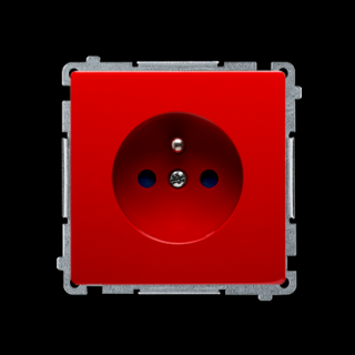 BASIC MODUŁ Gniazdo pojedyncze z uziemieniem 2P+Z z przesłonami torów prądowych, zaciski śrubowe, czerwony [10]