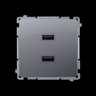 BASIC MODUŁ Ładowarka USB podwójna 2.1 A, 5V DC, 230V, srebrny mat [10]