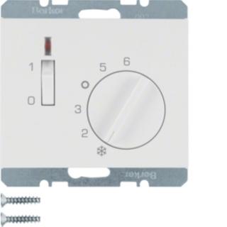 K.1 Regulator temperatury pomieszczenia 24V z zestykiem zmiennym i elementem centralnym, łącznikiem i diodą, biały [1]