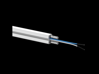 Kabel światłowodowy OS2 FTTH płaski SM 2J 9/125 LSOH biały, wzmocnienie dwoma prętami stalowymi 1000m - ALANTEC
