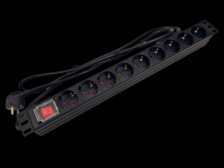 Listwa zasilająca 19" 9gn, 230V  kabel 1,8m ,schuko