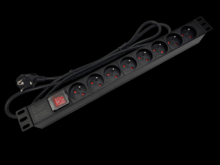 Listwa zasilająca 19" gniazdo 8xCEE 7/5 wtyk CEE 7/7 z wyłacznikiem, kabel 3m