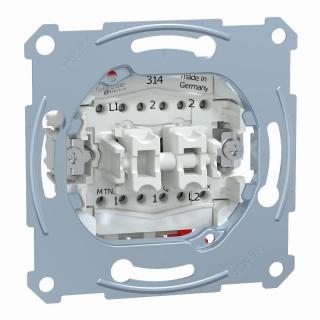 Merten mechanizm łącznika podwójnego schodowego, zacisk bezśrubowy, 250V AC  10A