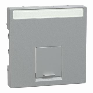 Merten System M, płytka centralna pojedyncza do złącza RJ45,  aluminium