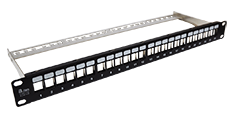 Patch panel pusty 19" modularny 24 porty 1U z podporą, niewyposażony ALANTEC