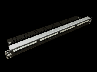 Patch panel UTP kat.6, 24 porty LSA z półką 1U ZWIĘKSZONY ZAPAS TRANSMISYJNY ALANTEC