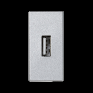 Płytka K45/2 złącza USB typ A żeńskie 22,5x45mm + gniazdo; zaciski śrubowe;  aluminium