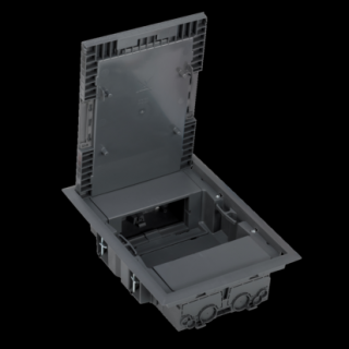 Puszka podłogowa 4x K45 + 2x K45/2, montaż modułów kątowy;  szary