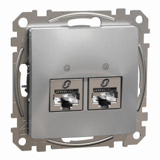 SEDNA DESIGN Gniazdo komputerowe  2xRJ45 kat.6A STP, srebrne  aluminium
