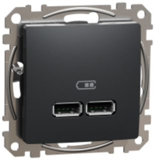 Sedna Design, Gniazdo ładowania USB A+A 2,1A, czarny antracyt