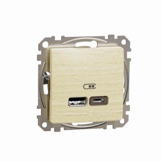 SEDNA DESIGN gniazdo  ładowania USB A+C 2,4A, brzoza