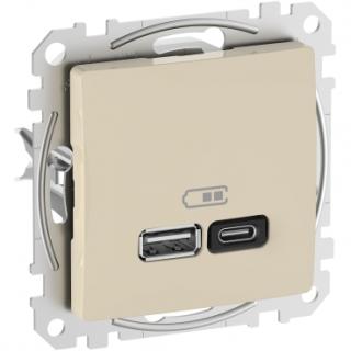 SEDNA DESIGN Gniazdo ładowania USB A+C 45W PD,beżowe