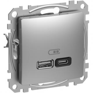 SEDNA DESIGN Gniazdo ładowania USB A+C 45W PD, s.alu.