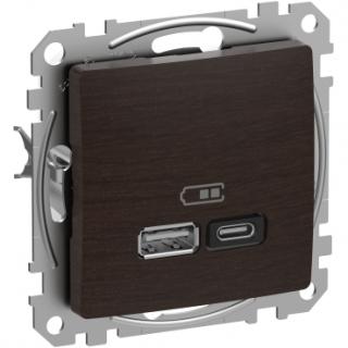 SEDNA DESIGN Gniazdo ładowania USB A+C 45W PD,  wenge