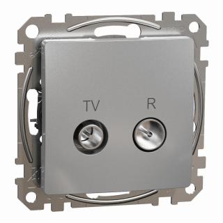 SEDNA DESIGN gniazdo R/TV końcowe ,srebrne aluminium