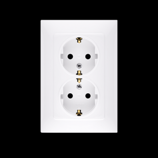 SIMON 10 Gniazdo podwójne typu schuko z przesłonami torów prądowych, biały [10][kompletne]