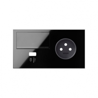 SIMON 100 Panel 2-krotny: 1 gniazdo z uziemieniem 2P+Z + 1 ściemniacz + 1 ładowarka USB , czarny [1]