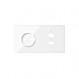 SIMON 100 Panel 2-krotny: 1 gniazdo z uziemieniem 2P+Z + 2x1 ładowarka USB SmartCharge 2x 2.1 A, biały [1]