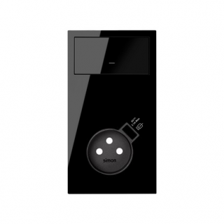 SIMON 100 Panel 2-krotny pion: 1 klawisz + gniazdo z uziemieniem 2P+Z z zintegrowaną ładowarką USB, czarny [1]