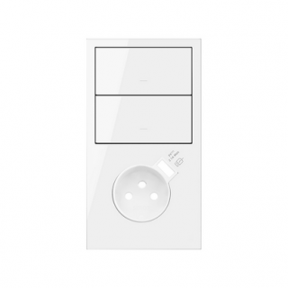SIMON 100 Panel 2-krotny pion: 2 klawisze + gniazdo z uziemieniem 2P+Z z zintegrowaną ładowarką USB, biały [1]