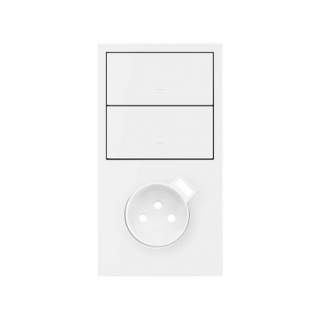 SIMON 100 Panel 2-krotny pion: 2 klawisze + gniazdo z uziemieniem 2P+Z z zintegrowaną ładowarką USB, biały mat [1]