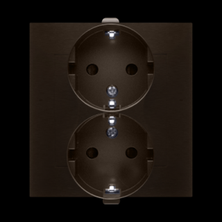 SIMON 54 Gniazdo podwójne z uziemieniem typu schuko z przesłonami torów prądowych , zaciski śrubowe, brąz mat [10]