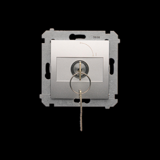 SIMON 54 Łącznik na kluczyk jednobiegunowy 2-pozycyjny [0-I][styk N/O] 5A, srebrny mat [10] *możliwość wyjęcia klucza w każdej pozycji