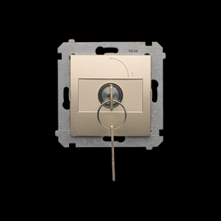 SIMON 54 Łącznik na kluczyk jednobiegunowy 2-pozycyjny [0-I][styk N/O] 5A, złoty mat [10] *możliwość wyjęcia klucza w każdej pozycji