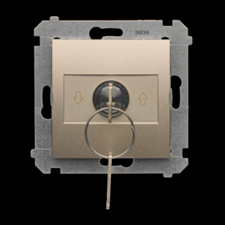 SIMON 54 Łącznik na kluczyk roletowy jednobiegunowy 3-pozycyjny [I-0-II][dwa styki N/O] 5A, złoty mat [10]