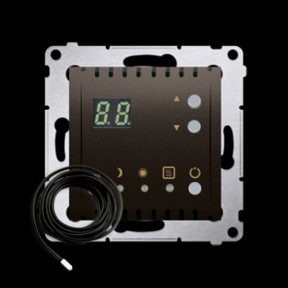 SIMON 54 Regulator temperatury z wyświetlaczem z czujnikiem zewnętrznym, brąz mat [10] *sonda  w komplecie