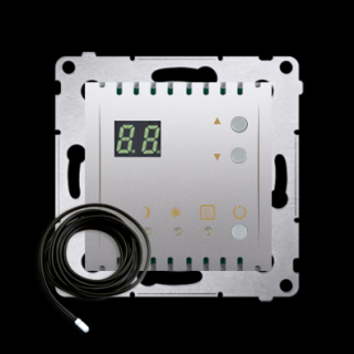SIMON 54 Regulator temperatury z wyświetlaczem z czujnikiem zewnętrznym, srebrny mat [10] *sonda  w komplecie