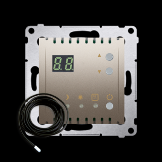 SIMON 54 Regulator temperatury z wyświetlaczem z czujnikiem zewnętrznym, złoty mat [10] *sonda  w komplecie