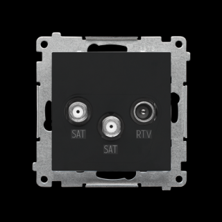 SIMON 55 Gniazdo antenowe SAT-SAT-RTV podwójne tłum.:1dB, czarny mat  [10]