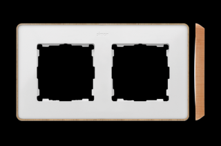 SIMON 82 Detail SELECT-drewno Ramka 2-krotna, biały/podstawa drewno [5]