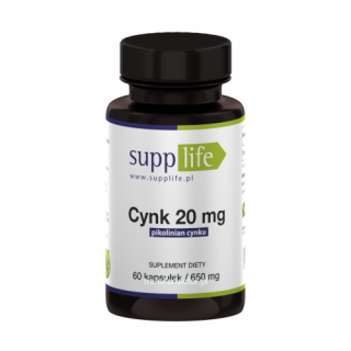 Supplife - Cynk 20 mg - 60 kaps Supplife - Cynk 20 mg - 60 kaps