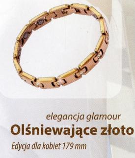 Tytanowa bransoletka TIENS wzmacniająca radość życia – model Olśniewające złoto – dla kobiet
